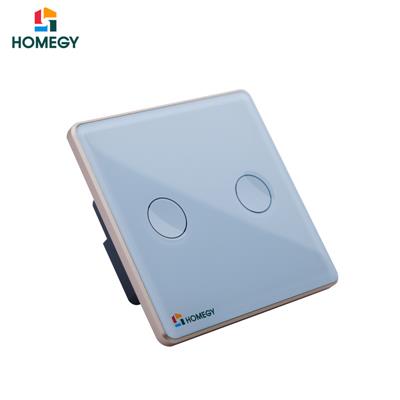 Công tắc thông minh Homegy 2 nút kính lõm