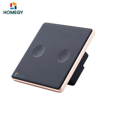 Công tắc thông minh Homegy 2 nút (1 nút công suất cao) kính lõm (NL)